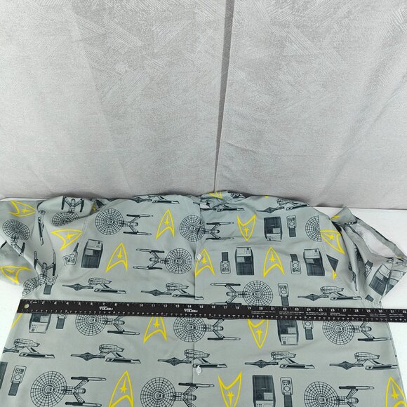 Star Trek Shirt Mens XXXL 3XL Gray USS Enterprise All Over Print Hawaiian Camp - Picture 11 of 15